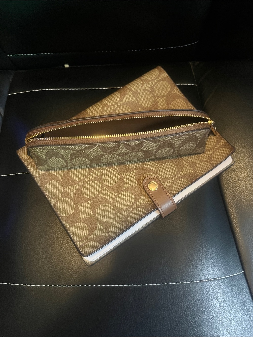 Coach Signature Canvas Notebook Cover & Matching Pencil Case Set